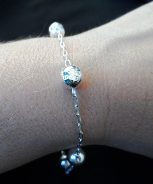 Pulseira de Prata Bolinhas 925